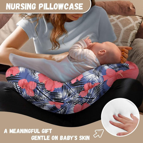 Kathyboom Red Floral Nursing Pillow Cover for Maternity Mom, Original Support for Breastfeeding Bottle Feeding, Super