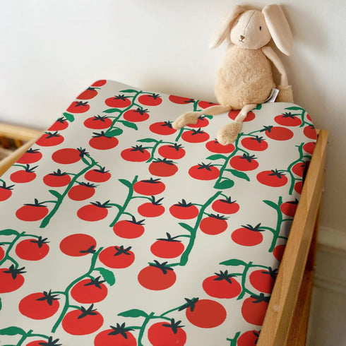 Summer 32''16'' Sweet Red Tomatoes Baby Changing Pad Covers for Boy Girl Cute Cherry Tomato Fitted Changing Table Cover
