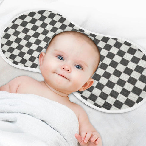 FLildon 2PCS Muslin Burp Cloth for Baby Checkered Black White Super Absorbent Burping Cloths, Bibs for Newborn Boys