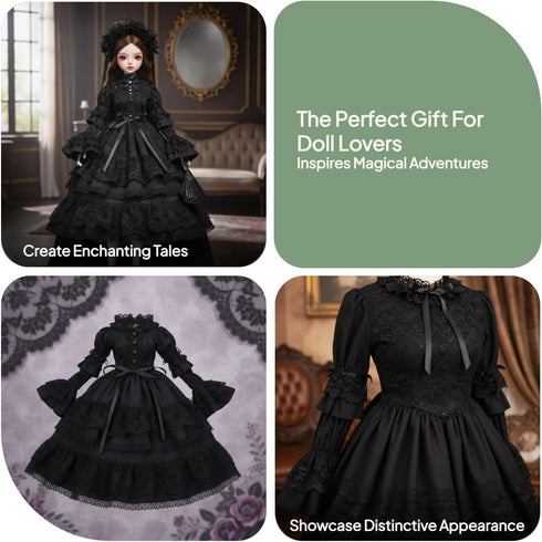 Fenteer Elegant Black Princess Lolita Dress for BJD SD Dolls