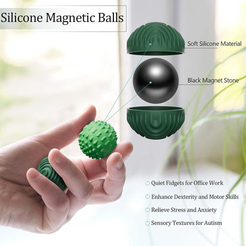 luckdoor Teens,4PCS Silicone Magnetic Balls Fidget Toys for Adults & Stress Relief Sensory Toys for Autism ADHD