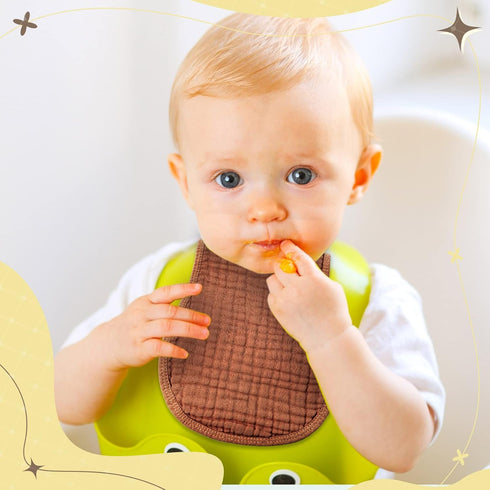 Frienda 8 Pieces Muslin Burp Cloths for Baby, Cotton Burp Cloth 10 x 20 Inches, Multi Colors, 4 Absorbent Layers for