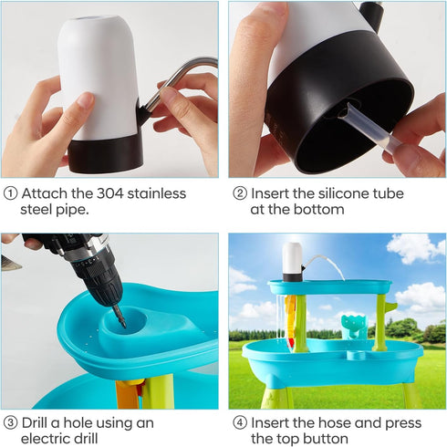 Water Play Table Pump for Kids, Portable Mini Water Pump for Summer Outdoor Water Toys