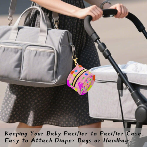 Polka Dots Round Pacifier Storage Case with Zipper, Portable Pacifier Case for Travel, Diaper Bag & Purse, Pacifier