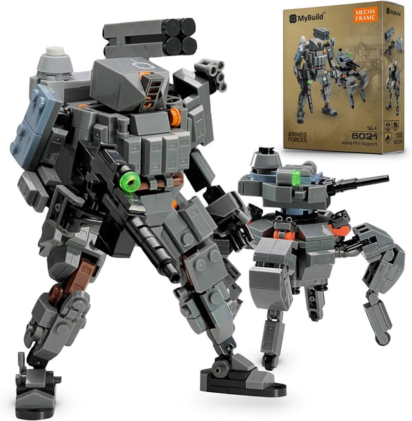MyBuild Armed Forces Alpha Fire Support 6021 Robot Building Kit, Heavy Tactical