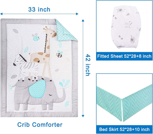 Set 3-Piece Set Set Wowelife Elephant Crib Bedding Gray, Premium Baby Bedding Elephant, Safari Newborn& Infant Nursery