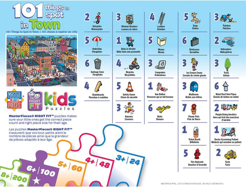 Masterpieces 100 Piece Family Jigsaw Puzzle for Kids - 101 Things to Spot in Town - 14"x19"