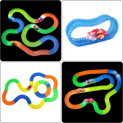 Toy Cars Replacement for Most Tracks, Glow in The Dark, 5 Flashing LED Lights, 4 Pack Car Track Accessories for Kids