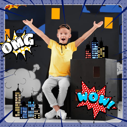15 Pcs Hero Party Favor Boxes, Skyscraper 3D City Box Skyline Buildings, Hero Theme Centerpiece Decorations for