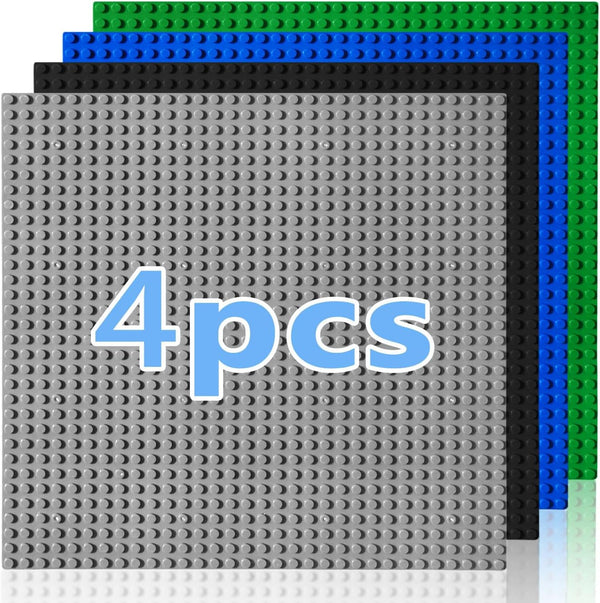 LABITITOUR 4 Pack of 10"x10", Classic Building Baseplates,Building Toy Base Boards to Build