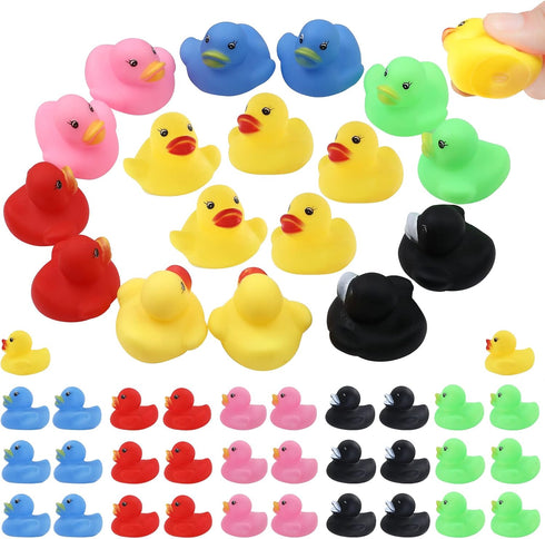 GADIEDIE 50 Pack Multicolor Mini Rubber Ducky Float Ducks Baby Bath Toy, Great