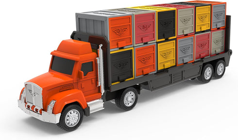 Driven by Battat Car Carrier Toy Truck - Detachable Trailer, Container & Vehicle Launcher for Kids 3+