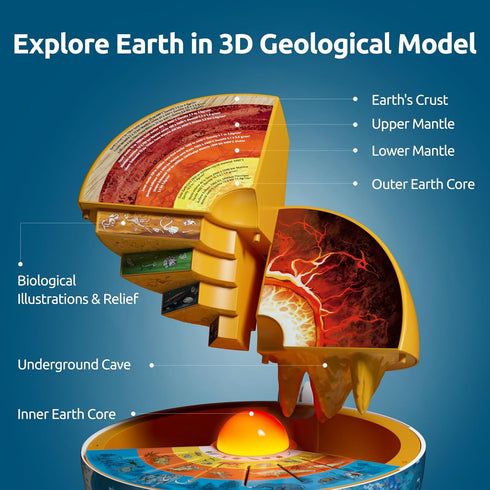 8 Inch 8-13, 6+ Science Can Openable Globe for Kids, Interactive World Globe, Talking Model with Knowledge & Quiz Mode