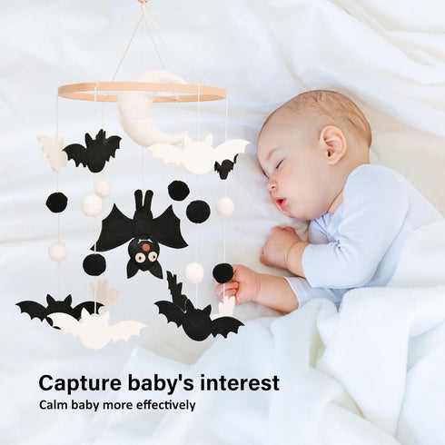 Bat Baby Mobile, Gothic Mobile for Crib, Halloween Crib Mobile for Boys and Girls, Gothic Nursery Mobile for Bassinet