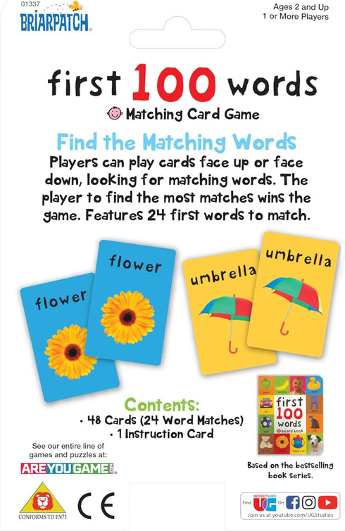 100 Briarpatch, First Words Matching Card Game, Based On Board Books by Roger Priddy, Preschool Learning for Kids