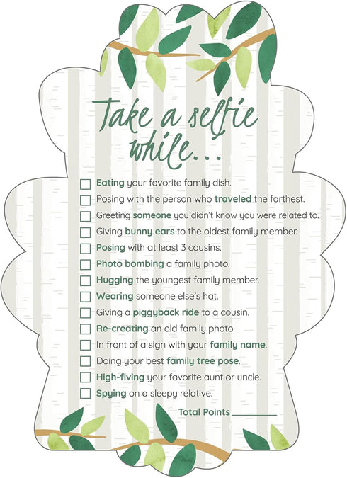 Big Dot of Happiness Family Tree Reunion - Selfie Scavenger Hunt Party Game - Set of 12