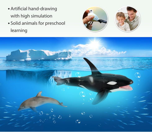 Volnau Sea Creature Toys Figures 8PCS Antarctica Ocean Animals for Toddlers, Christmas Decoration Gift