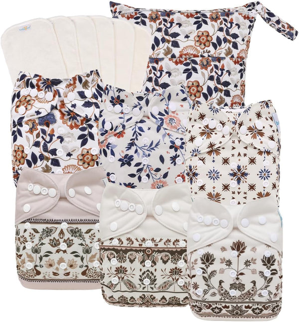 babygoal Boho Cloth Diapers Pack of 13, Baby Reusable Washable Pocket Nappy,