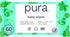Pura Natural Sensitive Baby Wipes, 99% Water, Unscented & Hypoallergenic, Suitable for