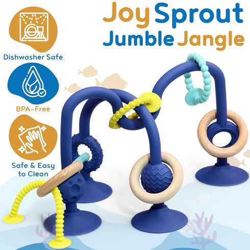 6-12 JoySprout Jumble Jangle Baby Teething Toys Suction Cup High Chair Toys for Babies Months | BPA-Free Baby Suction
