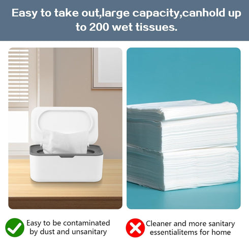 QBXMY7 (1, Baby Wipes Dispenser, Wipe Holder for Baby & Adult, Keeps Wet Tissue Fresh,Easy Pull Wipes Pouch Case Gray)