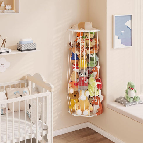 BBLlKE Stuffed Animal Storage Zoo - Corner Plush Toy Organizer Length Adjustable, Wall Hanging Stuffed Animal Net