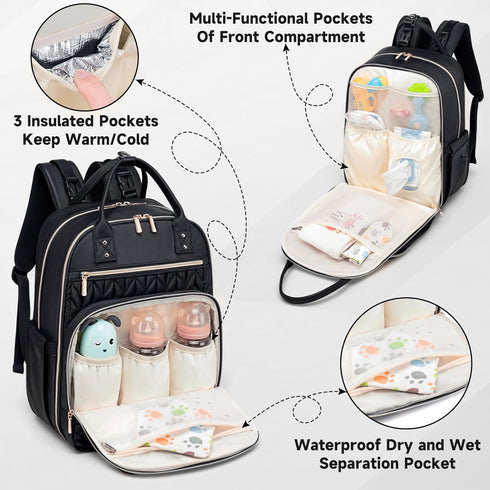 Tealari Backpack,Stylish Backpacks Diaper Bag Baby Diaper Bag,Waterproof Travel Diaper Baby Bags with Changing