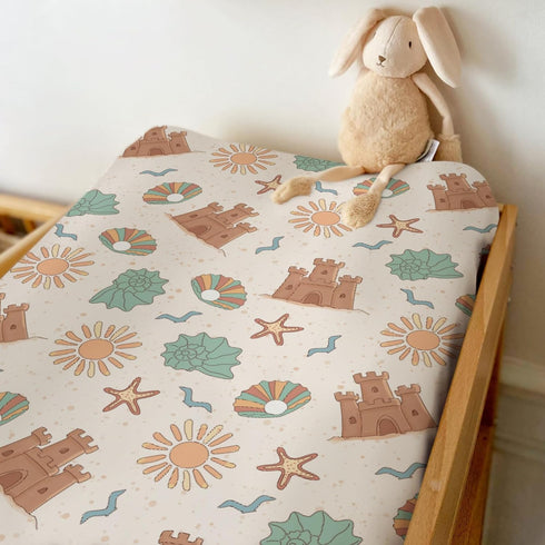Summer 32''16'' Boho Beach Changing Pad Covers for Baby Girls Boys Retro Seaside Holiday Fitted Change Table Pad Covers