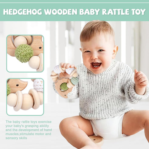 6 Set- 0-6 0-6 Pieces Toy Wooden Baby Toys for Babies Months,Wooden Toys for Babies Rattles with Bells,Wooden Rattles