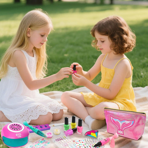 Set 7-12 Amagoing Kids Nail Polish for Girls, Girls Nail Kit Ages with Nail Dryer, Quick-Dry Nail Polish, Nail Art