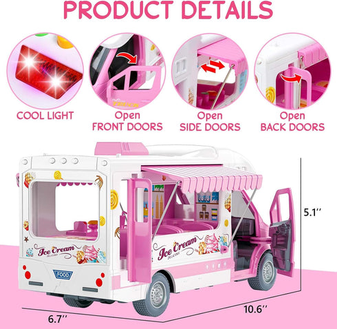 3-5 3 Playset 3 4 5 choopheme Ice Cream Trucks Toys for Toddlers with Different Flashing Lights & Sound