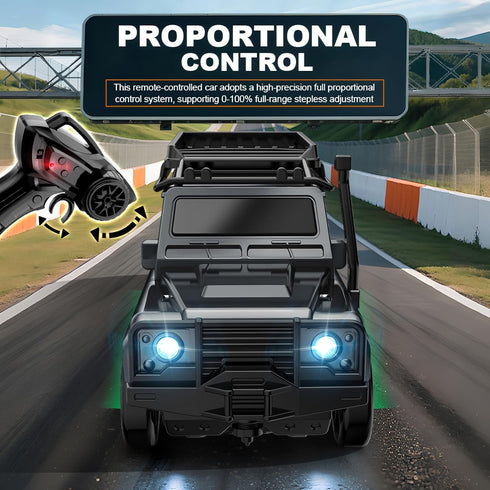 BEACONDESI 1:64 4WD 2.4GHz Desktop RC Drift Muscle Truck, Proportional Steering & Rig Gun Remote Car, Type-C Fast