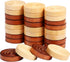 48 Pieces Wooden Checkers 1.06 Inch with Stackable Ridge in Drawstring Storage Pouch