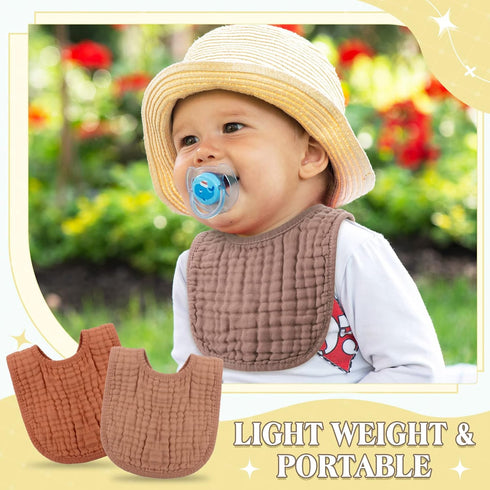 Frienda 8 Pcs Muslin Bibs, Baby Cotton Bandana Drool Bibs for Boys Girls, 6 Absorbent Layers