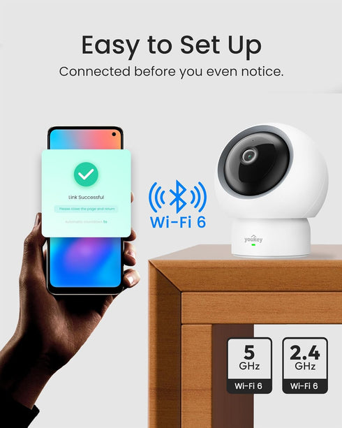 youkey 2.5K 360 2.4GHz 5G Baby Monitor, AI Crying & Motion Detection for Peace of Mind, Pan/Tilt, Invisible Night