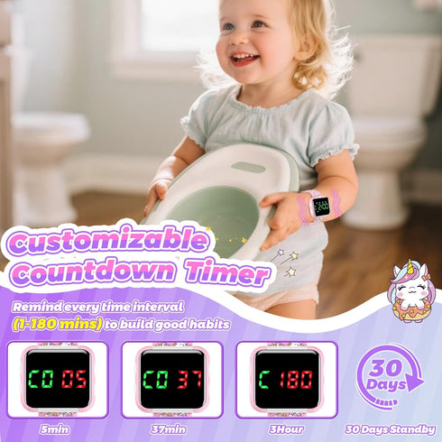 Etuwoe 1 2 3 4 5 Potty Training Watch and Board Book for Toddler Girls: Adjustable Volume Potty Watches for Kids Water