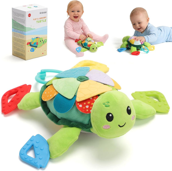 Turtle Baby Sensory Toy, 6 in 1 Montessori Tummy Time Texture Toys,