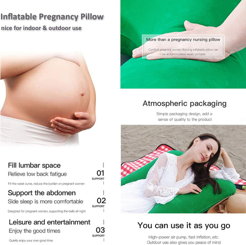 MJMH 55 inch Updated Large Inflatable Pillow Flocked Fabric Pregnancy Pillow Maternity Pillow Nursing Pillow Sleeping