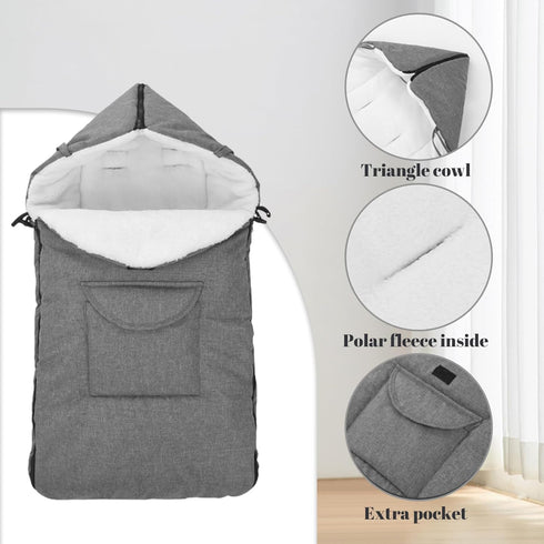 Ckuakiwu 48x90cm Pushchair Bunting Bag, Thicken Warm Stroller Footmuff with Plush Lined, Windproof Infant Car Seat