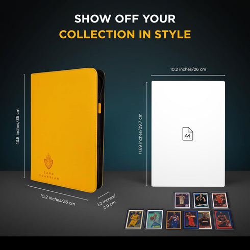9 360 Card Guardian - Pocket Premium Black Binder with Zipper for Cards - Side Loading Pockets for Trading Card Games