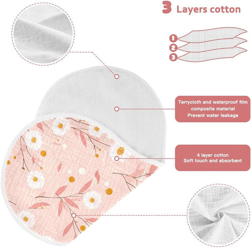 decor gift 4 Pack 22x11in Cotton Burp Towels for Baby Soft Touch White Sunflower Pink Baby wash Cloth for Unisex Babies