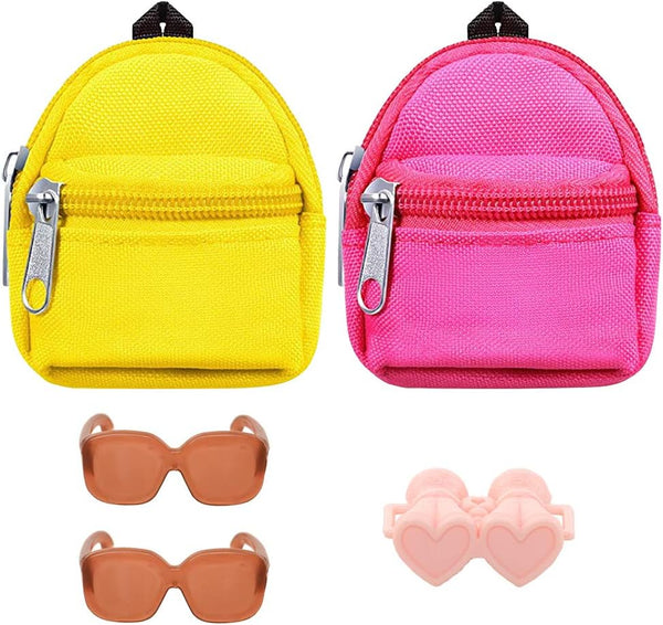 BARWA 5 Pcs Doll Travel Accessories 2 Doll Backpack Bag with Zipper