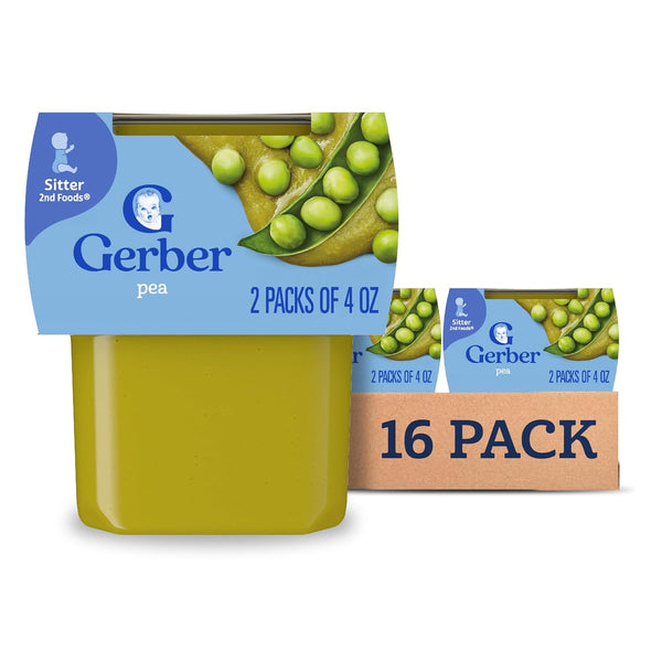 Gerber Stage 2 Baby Food Peas, Baby Peas Puree Tub, No Added