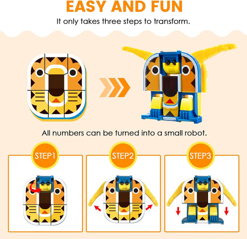 10-in-1 3+, 10 Animal Number Robots Transforming Toys STEM Learning Toys for Kids Ages Number Blocks with Digital