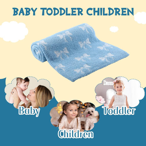30 40 Inch SmoothNovelty Blue Bow Baby Throw Blanket Cute Dual Side Microfiber Newborn Boy Swaddle Blanket x Coquette