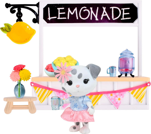 Sweet & Sour Lemonade Stand, Complete Set with Miniature Doll Figure, 9 Pieces, Ages 3+