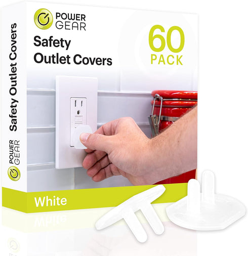 Power Gear Outlet Covers - Baby Proofing Child Proof Plug Covers for Electrical Outlets, 8 Count