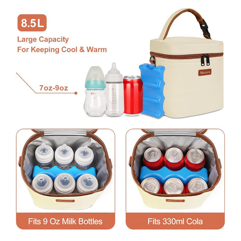 Pack, 6 9 Mancro Breast Milk Cooler Travel Bag with Ice Insulated Baby Bottle Bag Fits for Baby Bottles Up to Ounce