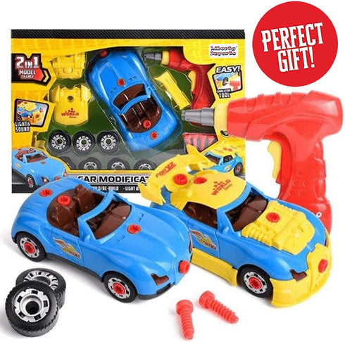 Liberty Imports Take Apart Racing Car Toys, 30 Piece Construction Set with Electric Drill, Engine Sounds & Lights