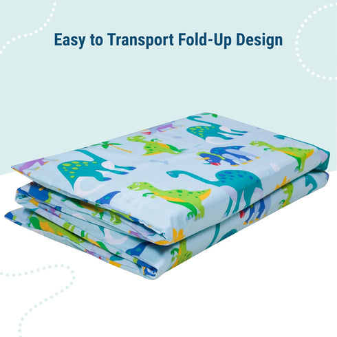 Wildkin Kids Cotton Nap Mat Cover – Soft, Durable with Sewn-in Flap, Fits 1.5" Vinyl Sleep Mats - Dinosaur Land
